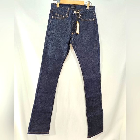 BNWT A.P.C. New Cure H 100% Cotton Dark Indigo Raw Rigid Denim Slim Jeans sz 26 - Picture 1 of 10